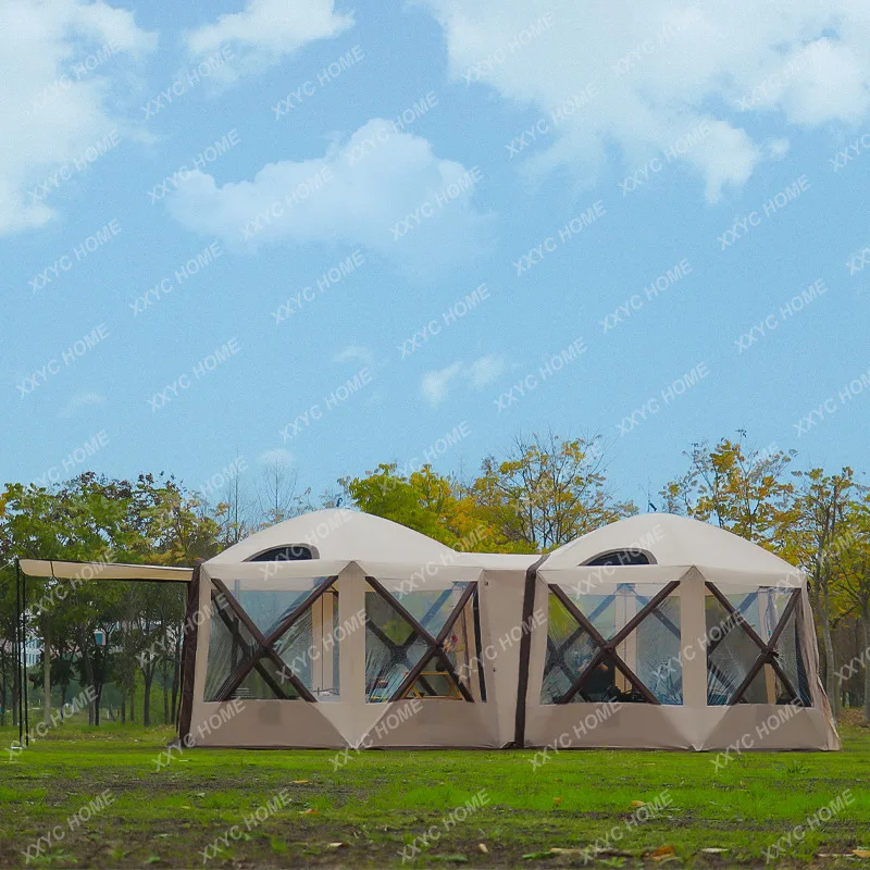 Canopy Tent Integrated Overnight Outdoor Camping Folding Automatic Hexagonal Restaurant Tent Rain-Proof Windproof Overnight