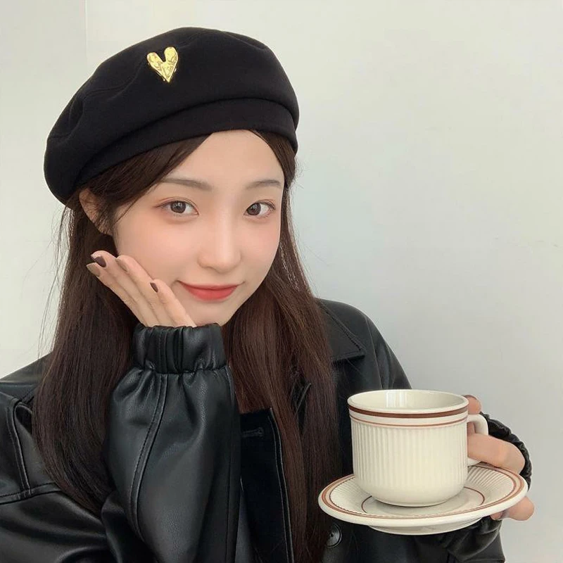 Women Berets Winter Hats Vintage French Plaid Top Cap Painter Hat Autumn Winter Street Octagonal Beret Caps