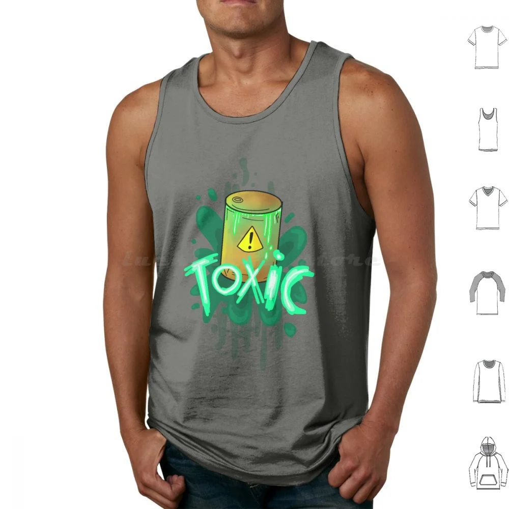 Toxic Barrel Tank Tops Vest Sleeveless Toxic Barrel Nuclear Waste Toxic Waste Radioactive Green Radiation Drum Metal Pollution