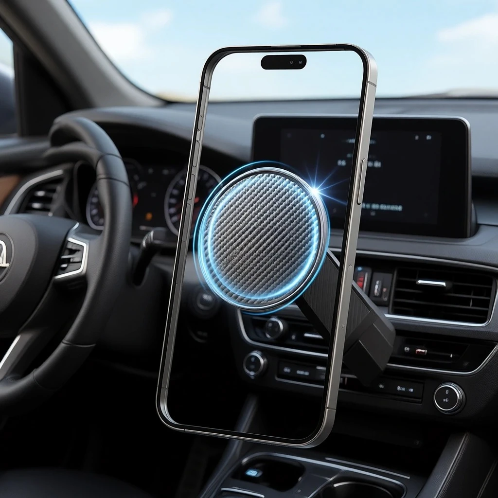 

Мощный магнитный складной держатель для телефона MagSafe с регулировкой на 360° для Tesla Model Y, Juniper, Model 3, совместимый с iPhone