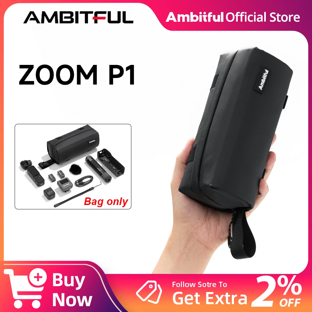 

Ambitful Zoom P1 Portable Camera Bag For DJI Pocket 3 GODOX Osmo 360 X5 X4 Ace Pro 2 GoPro Waterproof Traveling Storage Bag