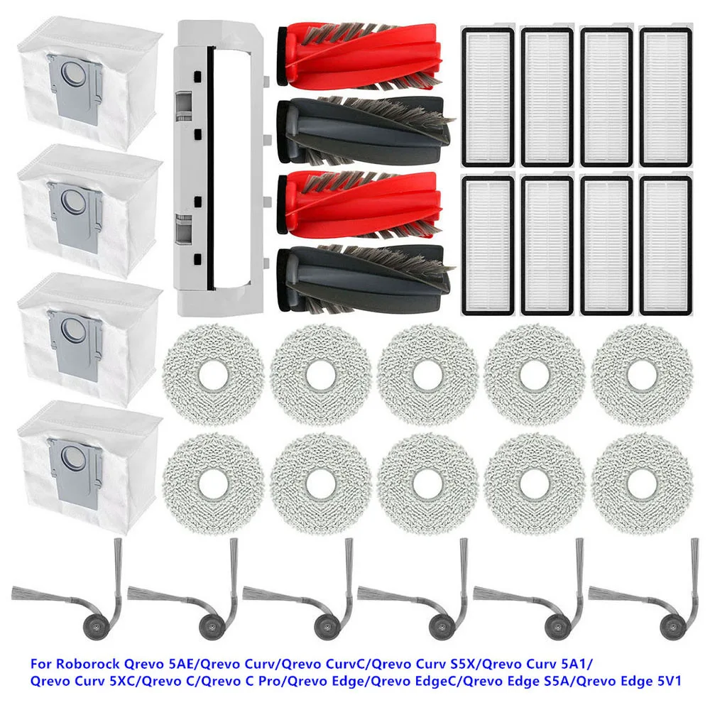 Hauptseitenbürste Hepa-Filter Staubbeutel Mopptuch für Roborock Qrevo 5AE/Qrevo Curv/Qrevo C/Qrevo Edge/Qrevo EdgeC/Qrevo Edge S5A