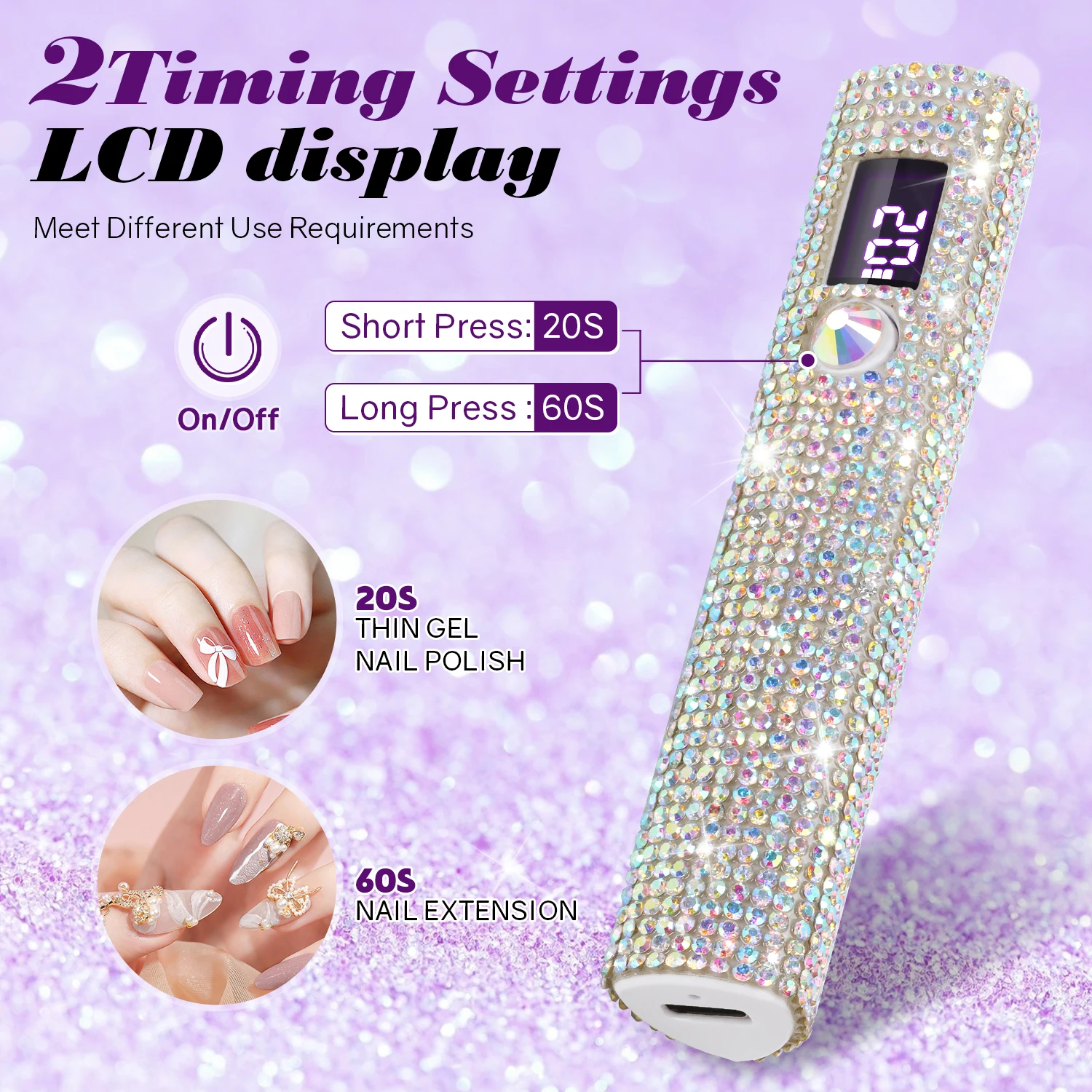 Handheld UV LED Lampe Für Nägel Tragbare Wiederaufladbare Nagel Trockner Für Die Aushärtung Alle Nägel Gel Maniküre Lampe Taschenlampe Mit Diamanten