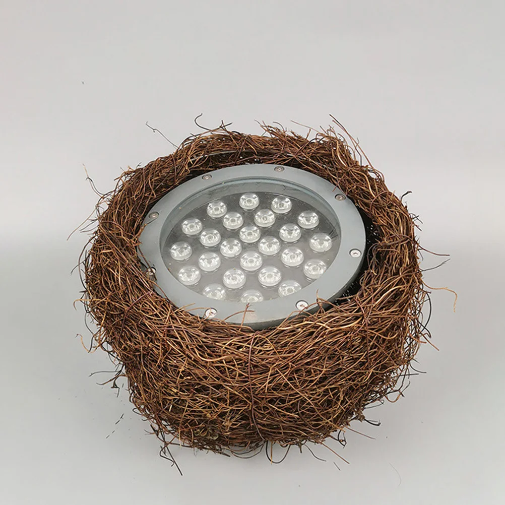 

Rattan Lampshade Coffee Color Simulated Weaving Birdhouse Shaped Cover Warm Tone Outdoor Nest Style Home Garden Decor