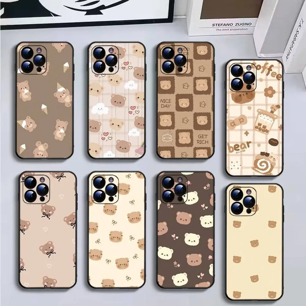 

Little Bear Phone Case For iPhone16,15,14,13,12,11 Plus,Pro Max,XS,X,XR,SE,Mini,8,7,Soft Silicone Black Cover