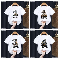 Construction Vehicles Numbers1-9 Birthday tshirt Excavator Tractor Number Birthday Boys T-shirt Cute Children's Clothes gift tee