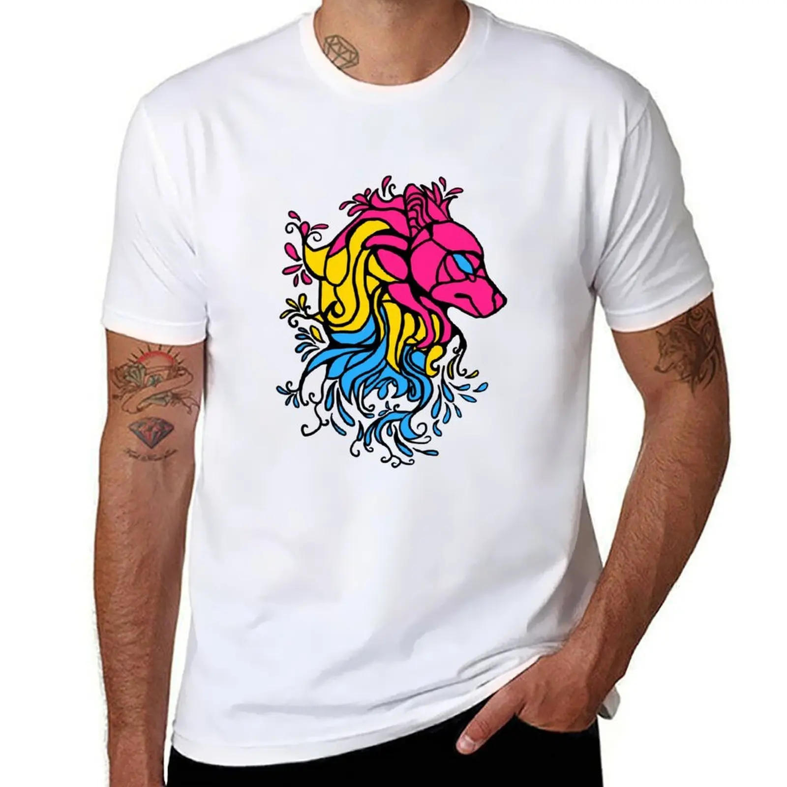 

pansexual wolf T-Shirt t shirt for man 100 percent cotton man t shirts for men T-Shirt