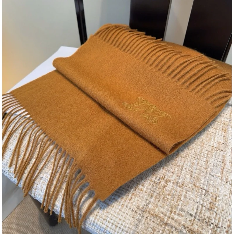 100% Wool Scarf For Women Man Luxury Brand Winter Thick Warm Muffler Monogram High Quality Ladies Fashion Cashmere Shawl 2026