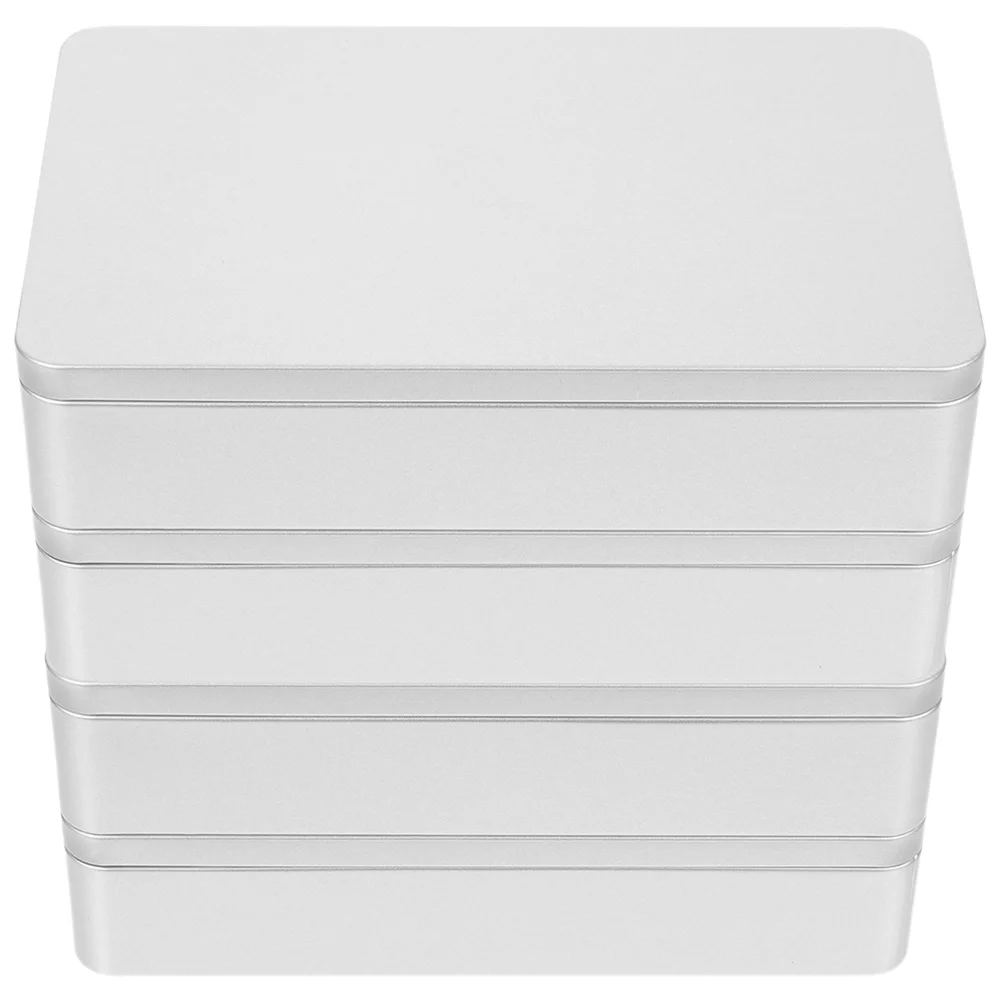 

4Pcs Metal Storage Holder Lightweight Non Deforming Tinplate Box with Lid for Small Items Organization Home Office Use