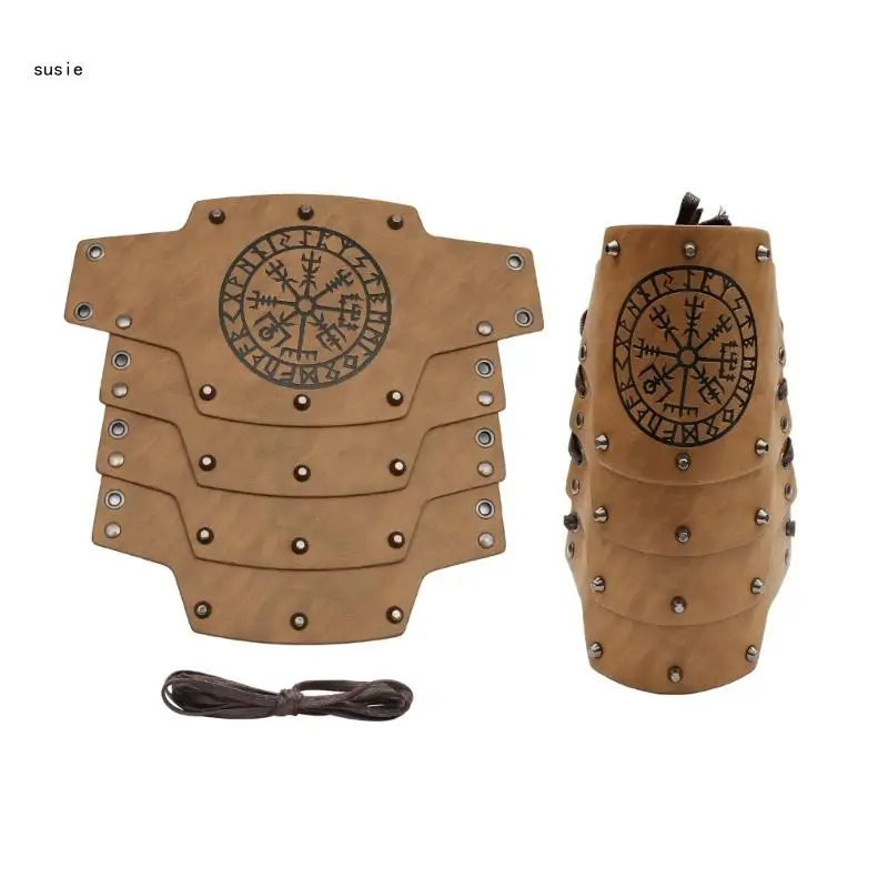 Middle Ages Wristband Perfect for Costume Parties Gatherings Cosplay Totems Studs Bracer Brown Wristband X7YA