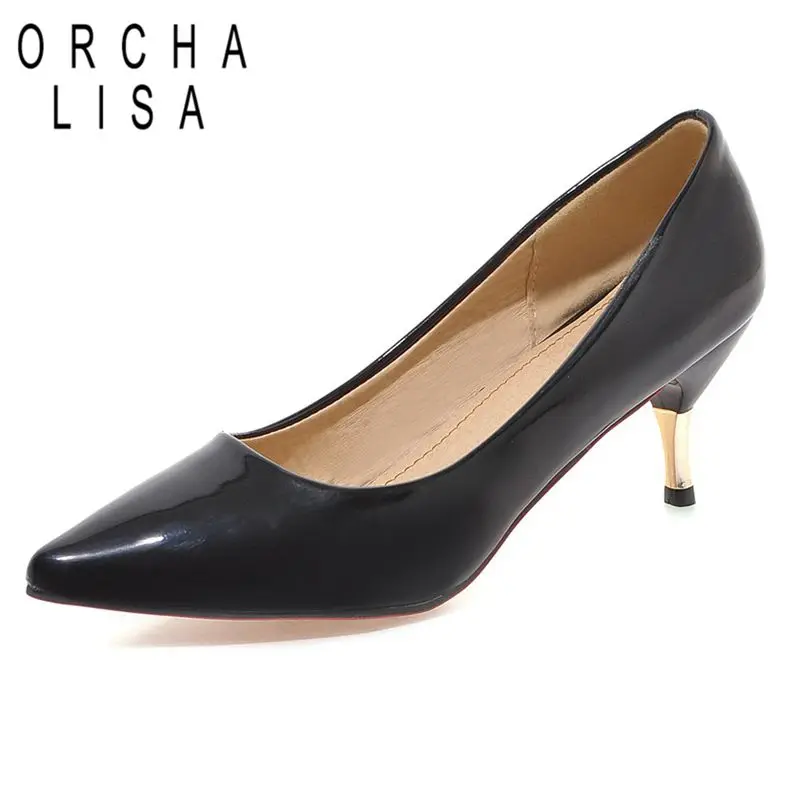 

ORCHA LISA 2025 Classic Office Lady Pumps Pointed Toe Thin Heels 6cm Slip On Shiny Dating Shoes for Women Plus Size 41 42 43 31
