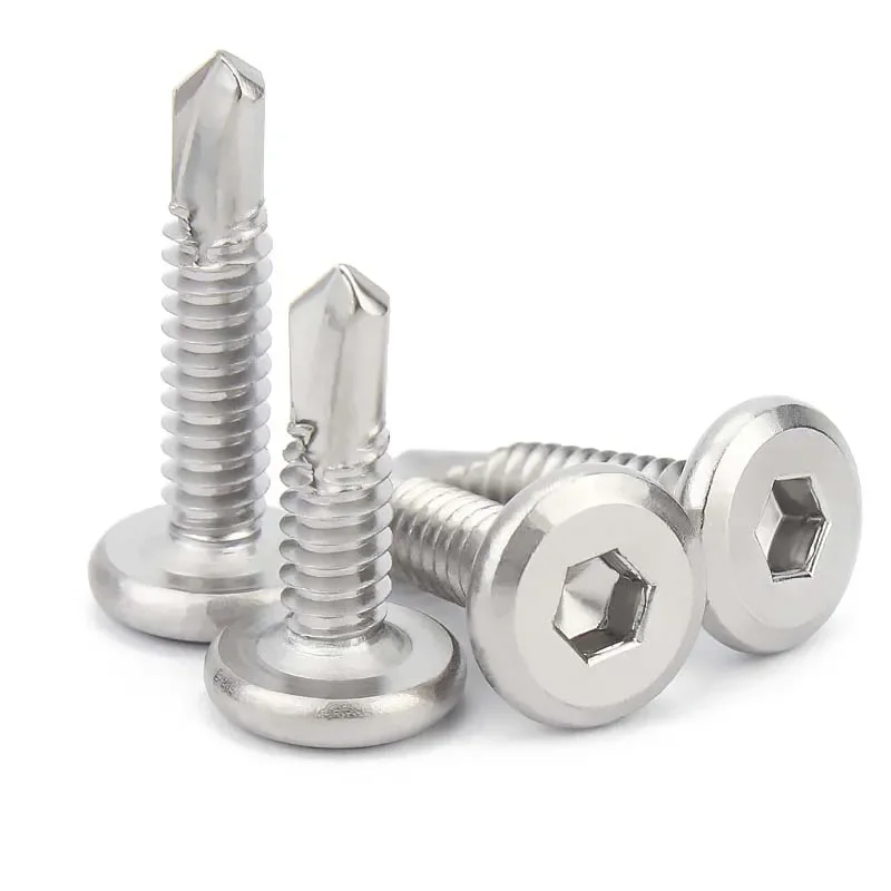 410 Stainless Steel Inner Hex Pan Head Self Tapping Screw  M5.5 M6.3 Self Drilling Screw Round Fasteners Drilling Tail Screw