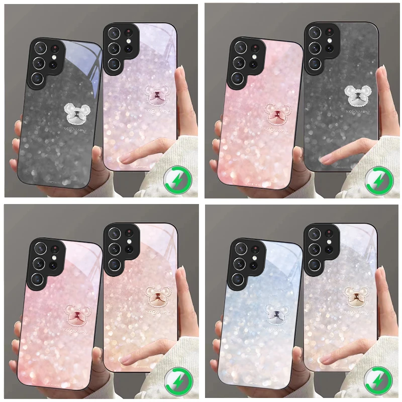 Dreamy rose pink image Suitable For Samsung Galaxy S25 Ultra S20 FE S21 S22+ S23 Plus S24 S26 Edge magnetism Glass Phone Casee