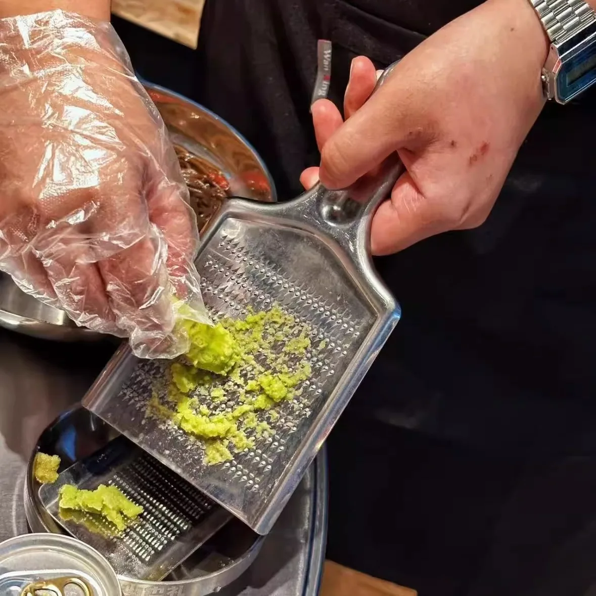 Picadora de ajo manual de gran tamaño, resistente al viento, con diseño creativo para una sensación ceremonial, para ajo fresco y wasabi, herramienta de cocina