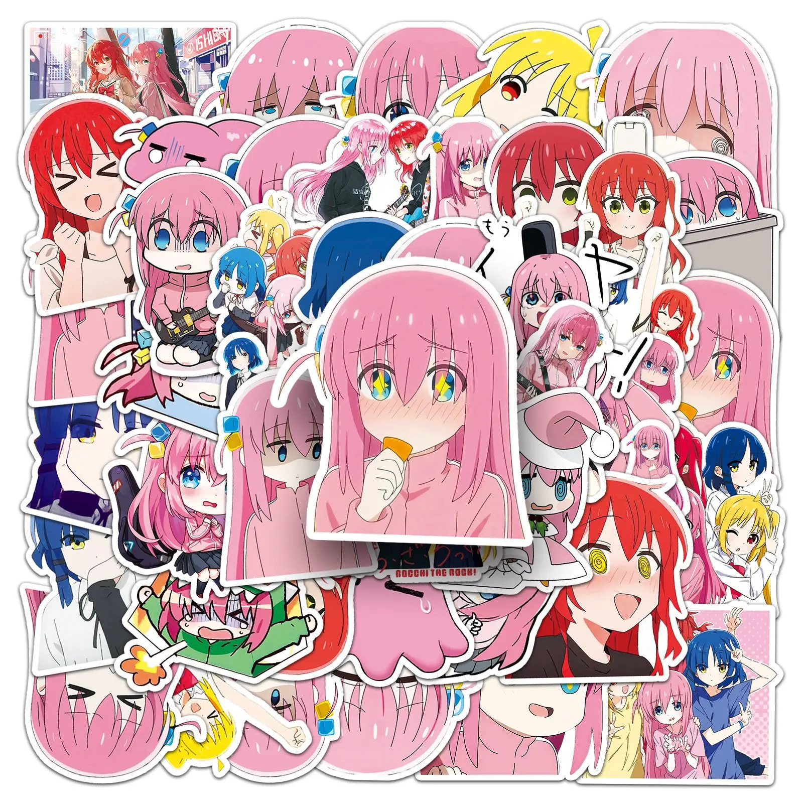 

50Pcs BOCCHI THE ROCK Graffiti Stickers Cartoon Anime Decorative Stickers DIY Guitar Water Cup Skateboard Waterproof Stickers