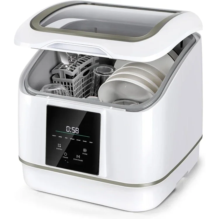 

Portable Countertop Dishwasher, 7 Washing Programs Compact Mini Dishwasher, No Hook Needed, Anti-Leakage