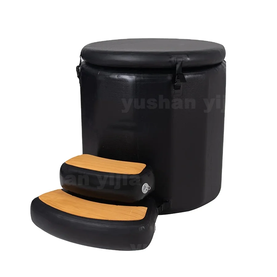 Inflatable Drop Stitch Spa Bathtub With Cold Plunge Function For Ice Bath Recovery Ice Bath Barrel With Step Stool