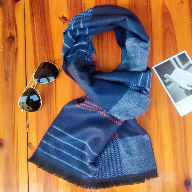 Inverno caldo sciarpa uomo Designer Plaid scialli in Cashmere marchio di lusso Casual nappa Wrap uomo affari Tartan sciarpe Pashmina