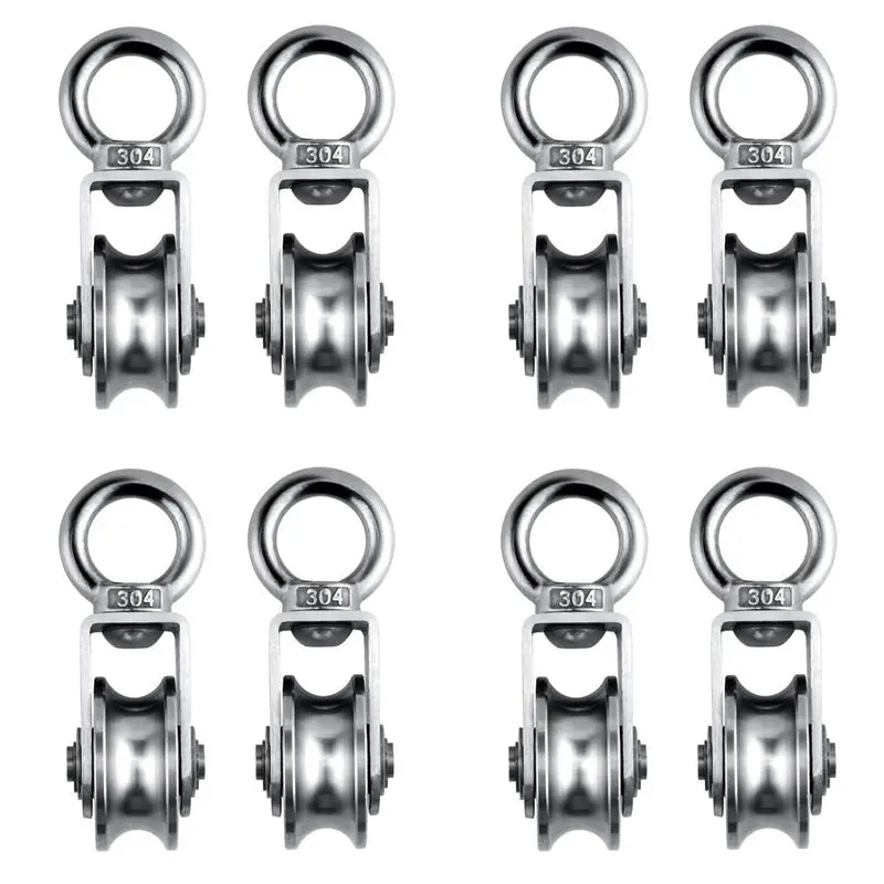 

Кабельный ролик AB47 из нержавеющей стали, поворотный блок-ролик с бесшумным вращением, тяговое колесо для систем подъема и тренажерных залов, 8 шт.