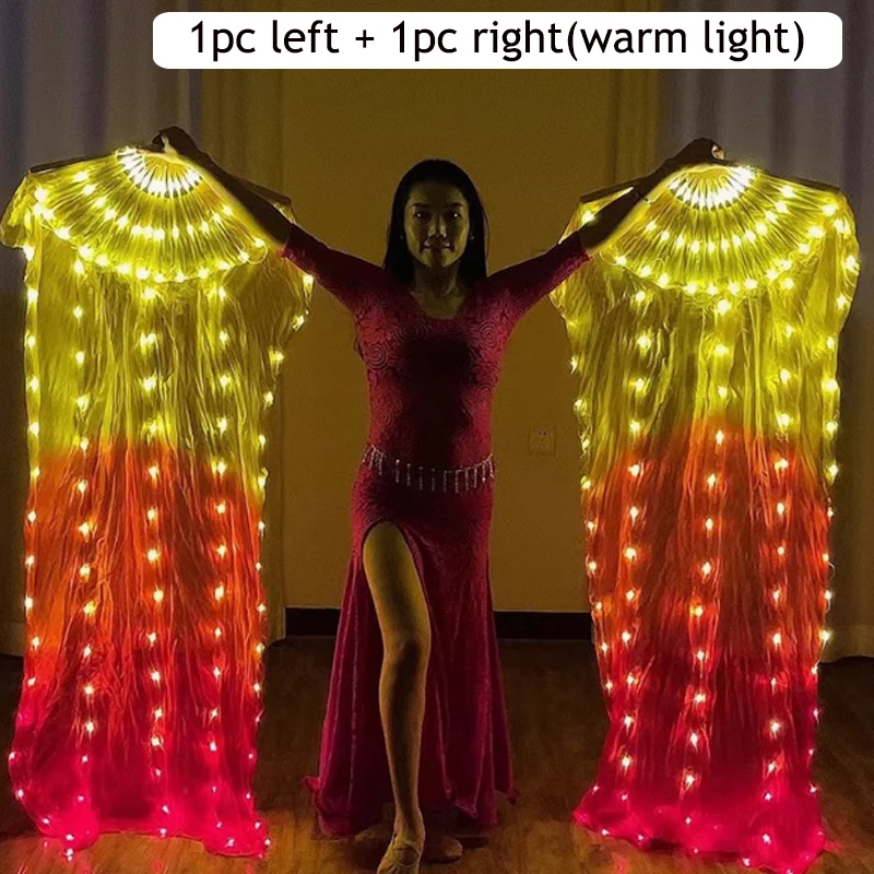 1 paar Links en Rechts 150 cm Lengte Buikdansen LED Fan Gradiëntkleur Zijde Fans Dans Accessoires Stage performance Props