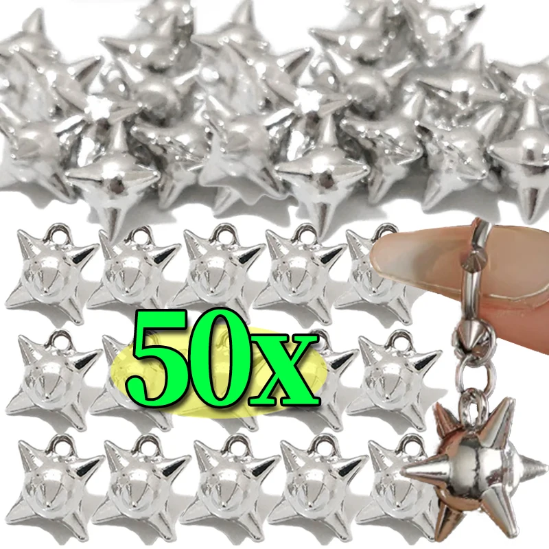 10/50PCS Gothic 3D Spiky Ball Pendant DIY Jewelry Finding Punk Spike Morning Star Flail Dangle Charms Jewelry Making Accessories