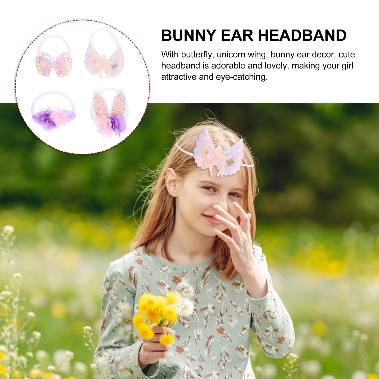 1 set 1 set fascia per orecchie da coniglio pasquale ala di unicorno accessori per capelli farfalla per donne ragazze decorative leggere e confortevoli