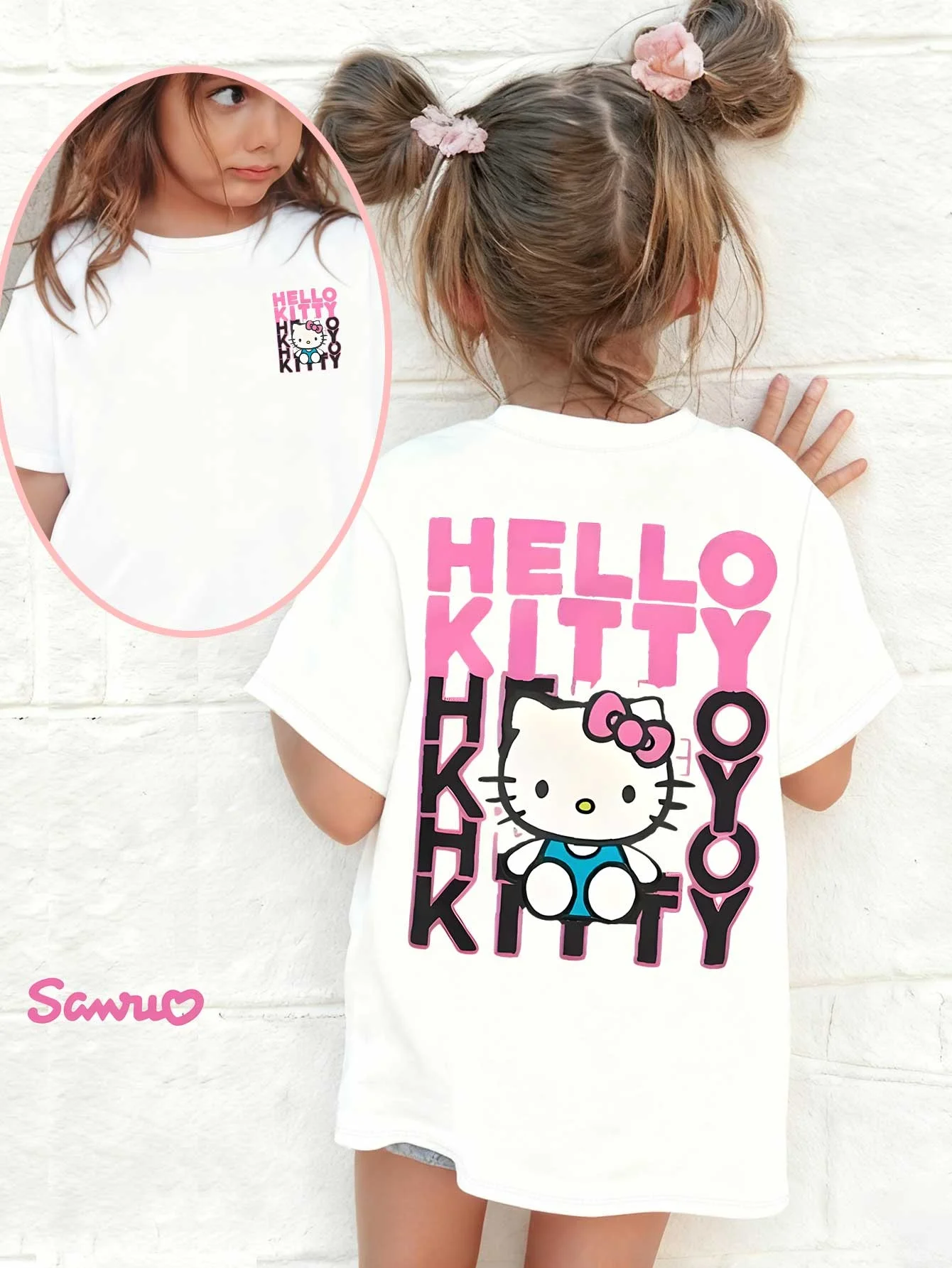 

Летняя футболка оверсайз Hello Kitty 2026 года, высококачественная, 100% хлопок, с принтом, унисекс, ретро, повседневная, в стиле Y2K, для взрослых и детей