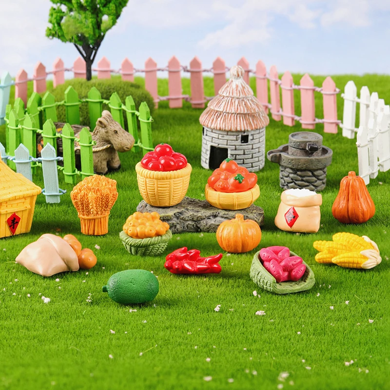 Cartoon Vegetables Corn Potatoes Chili Peppers Statue Figurine Crafts Creative Mini Miniatures Ornament DIY Home Decoration Gift