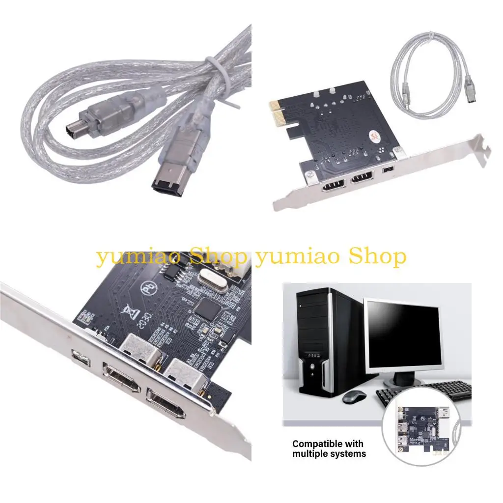 

587B 1394 Expansion Card PCIE 1X to 1394 Video Adapter Controller Firewire Card