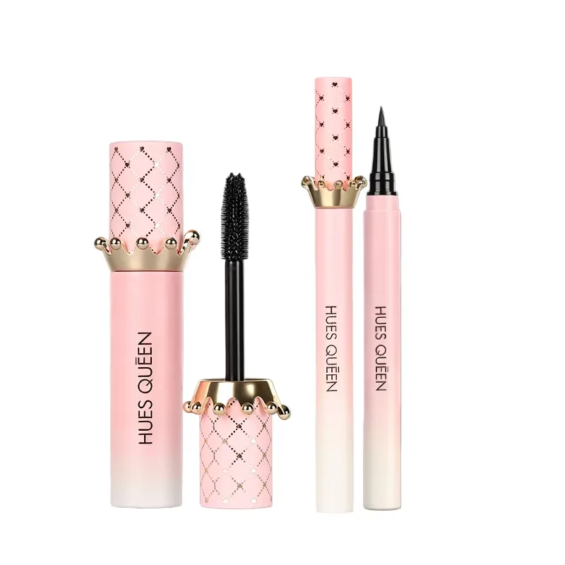 2Pcs Gift Set Eye Makeup Kit, Waterproof Black Eyeliner & Curling Mascara, Long Lasting & Smudge Proof Cosmetics