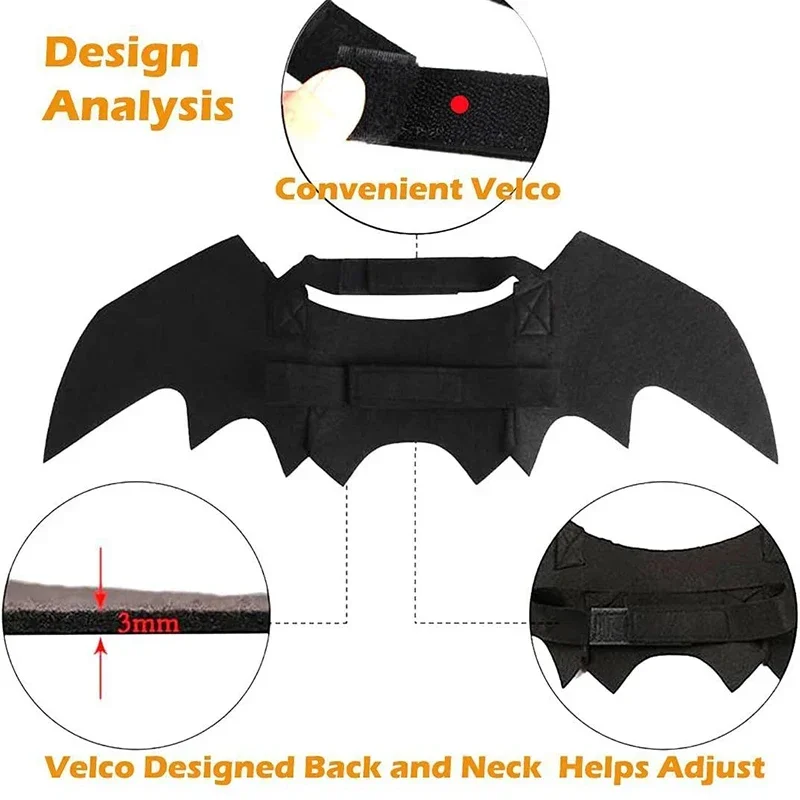 Halloween Cute Pet Dog Cat Clothes Black Bat Wings Harness Costume Cosplay Party Pets Decoration Supplies Cats Dogs Accessories