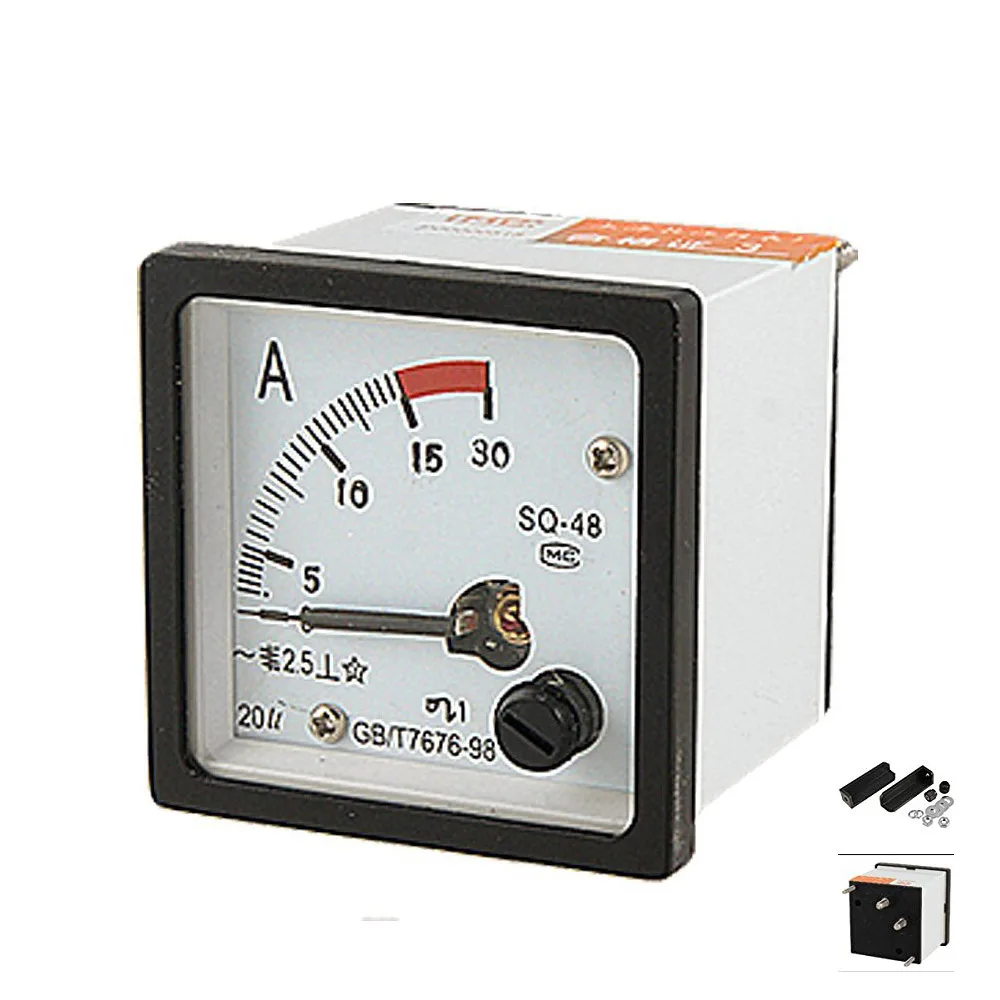 Sq48 Analoge Ac Huidige Paneelmeter Ampèremeter 0-15a Gauge Wit +