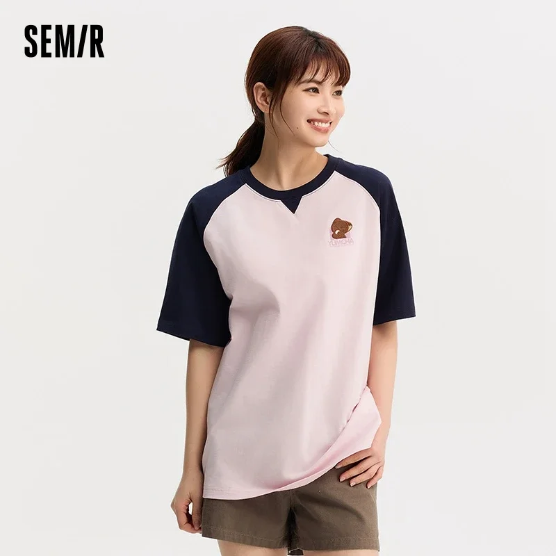 Semir Mid-Length Loose-Fit T-Shirt Women Oversized Dolman Sleeves 2024 Summer New Cotton Printed Tee Unique And Niche Style