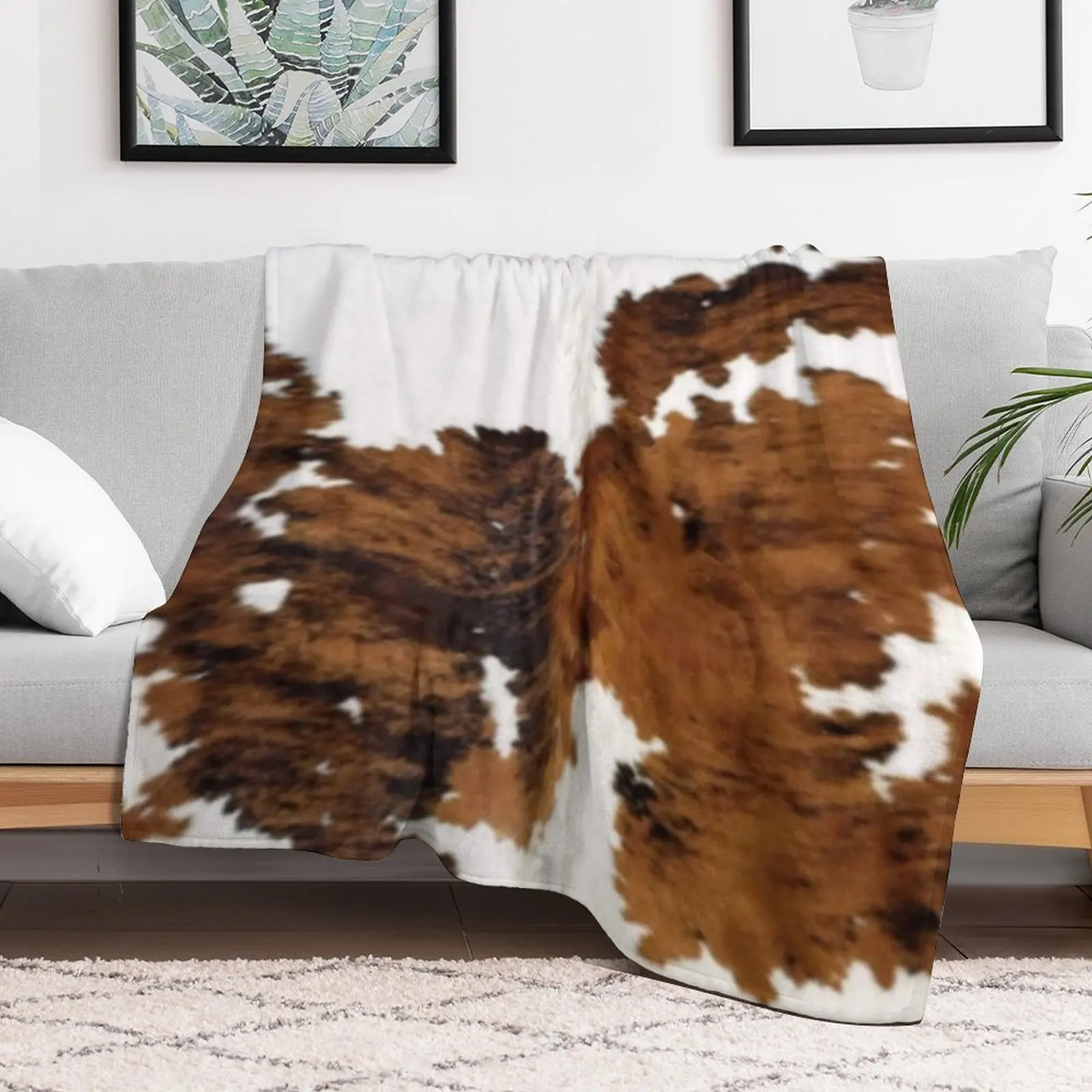 Brindle Cow Hide Throw Blanket Softest Decorative Beds Blankets