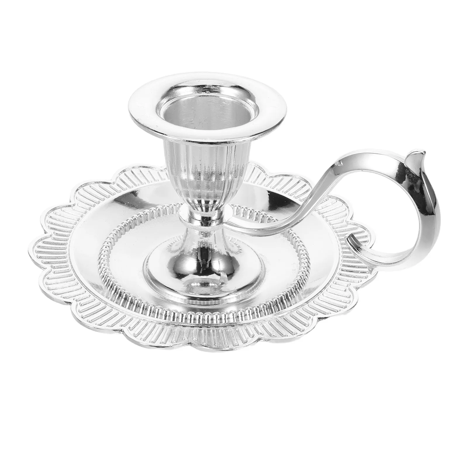 Retro Metal Holder Vintage Floral Plate Shabbat Candlesticks Rustic Farmhouse Wedding Holiday Table Centerpiece Decor