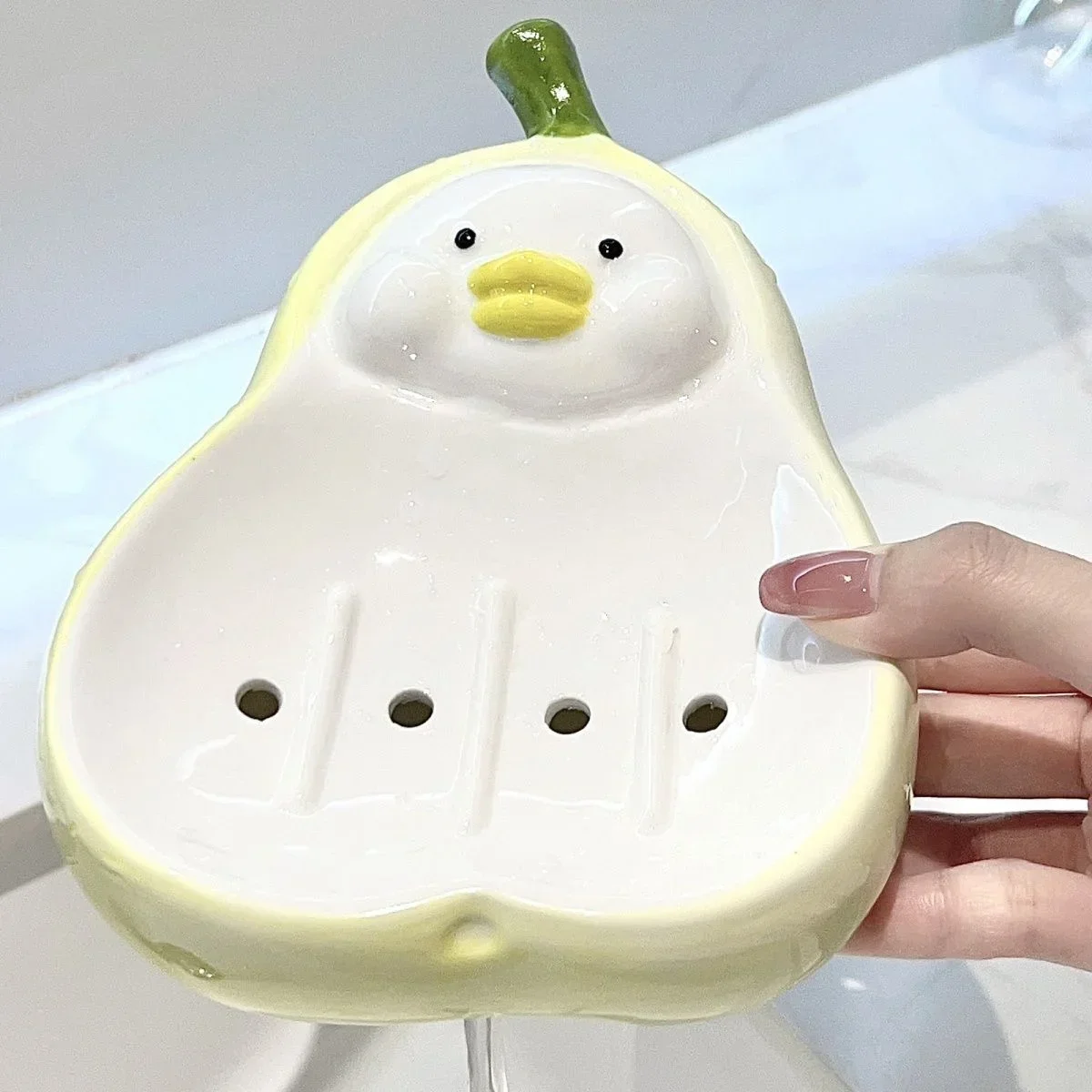 

New 1PC Shower Soap Box Cartoon Soap Dish Drainable Ceramic Soap Holder Container Storage Plate Tray Rack Bathroom Accessories