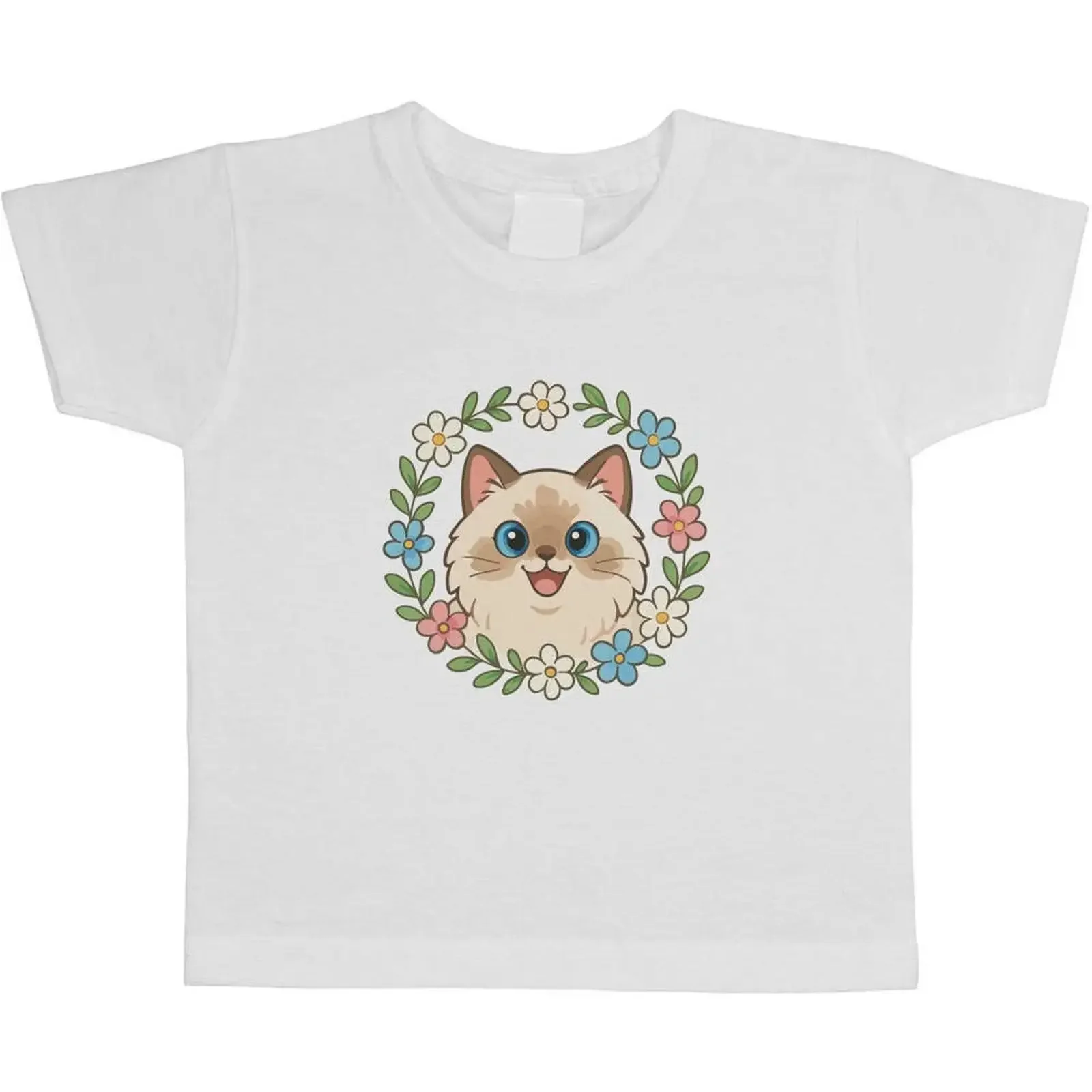 quot Ragdoll Cat Floral Frame Kinder Baumwolle T Shirt TS058461 vintage Washed Comfortable designer clothes Slightly Soft