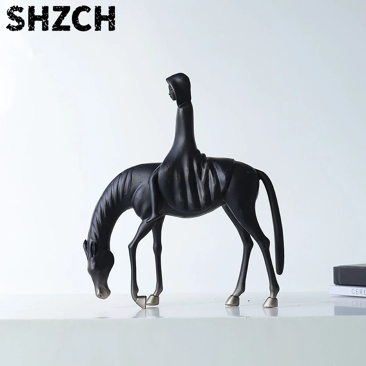 Modern Abstract Cast Iron White Gold Horse Figurine Home Decor Ornament Gift
