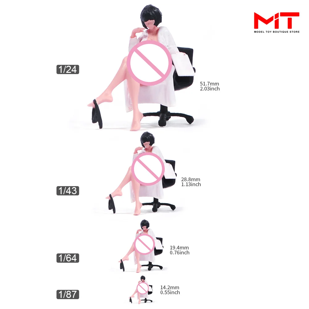 

Miniatures Figurine 1/87 1/64 1/43 1/24 Beauty Girl in Pajamas Sit Chair Figures Model DIY Creative Photography Scene Props Toy