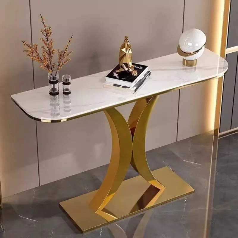 Light luxury entrance table Entry door against the wall Entrance cabinet Extremely narrow living room Simple modern rock slab ma