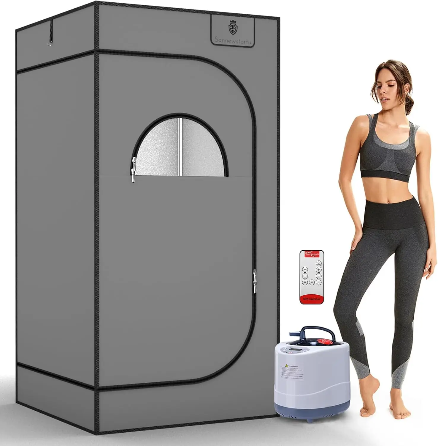 Full Size Steam Sauna Box 600D Canvas Personal Home Sauna Spa, at Home Full Body Sauna, FCC Certified 4L & 1600W Steam Generator