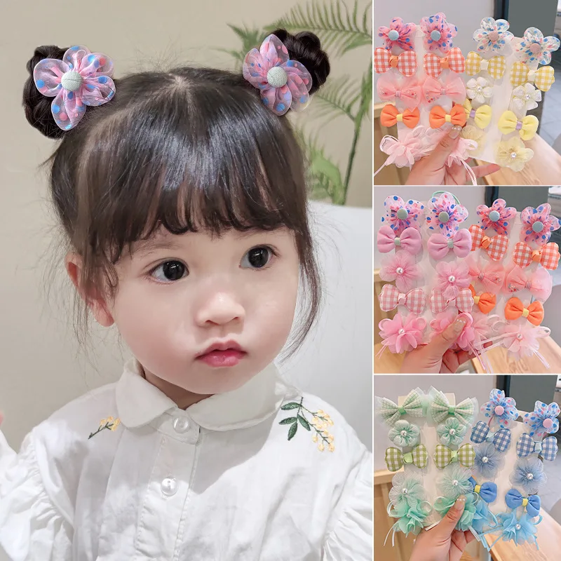 10Pcs/Lot Sweet Hair Band Girls Hair Ties Bows Elastic Rubber Band Flower Small Ball Scrunchies Baby Kids Hair Accessories Gift