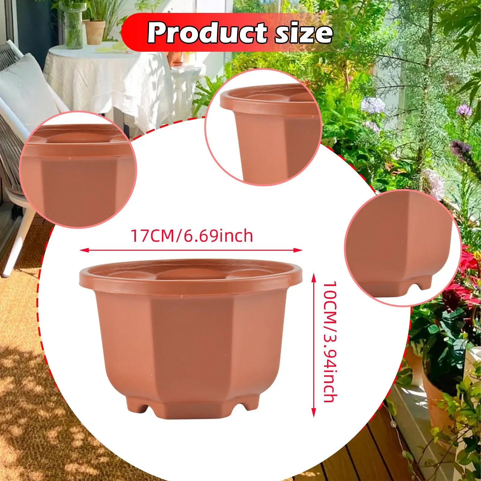 20x Flower Pots Modern Containers with Drain Holes for Shelf Balcony Desktop
