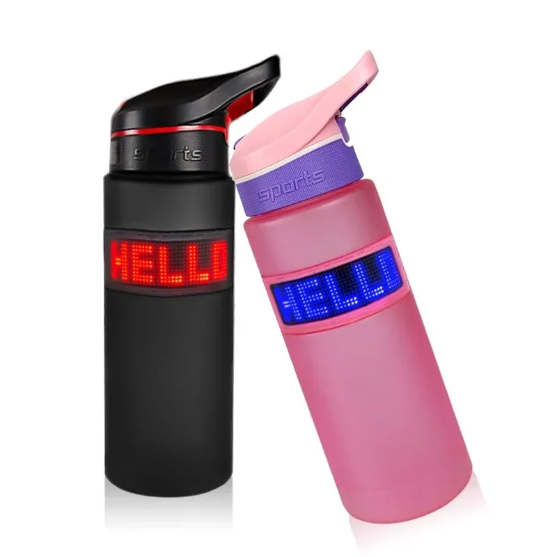 

Outdoor Sport Water Bottle with LED Display Programmable Message LED Screen Water Bottle Led Light
