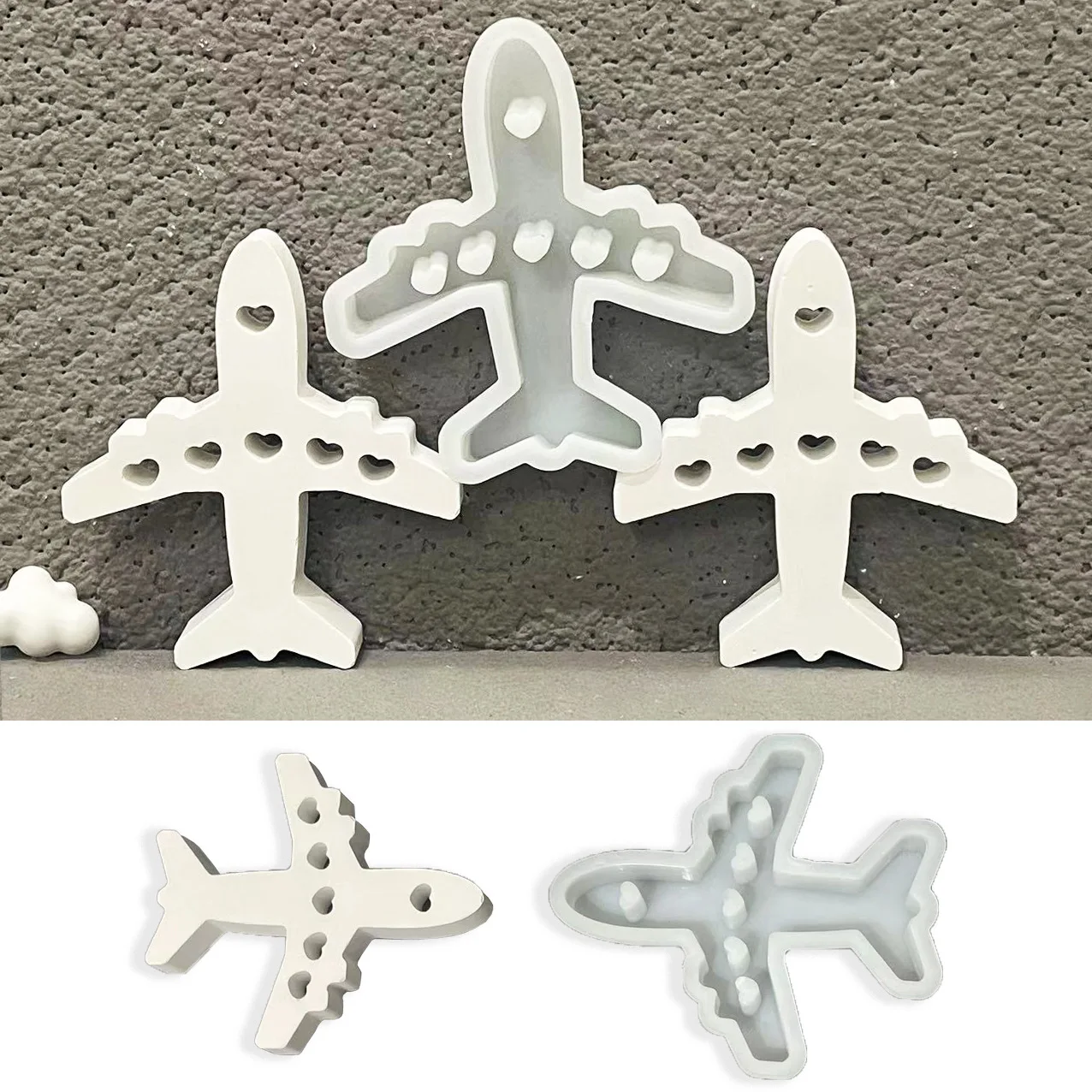 Airplane with Heart Silicone Molds Aircraft Casting Mold Aviation Love Plane Decoration Gift Concrete Mold Desktop Decoration