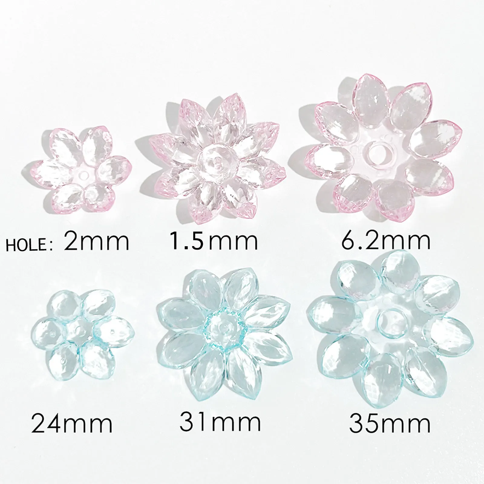 Transparent Crystal Lotus Flower Beads For Jewelry Making DIY Decorations Earrings Wedding Dress Ornaments Hair Pin Accessories