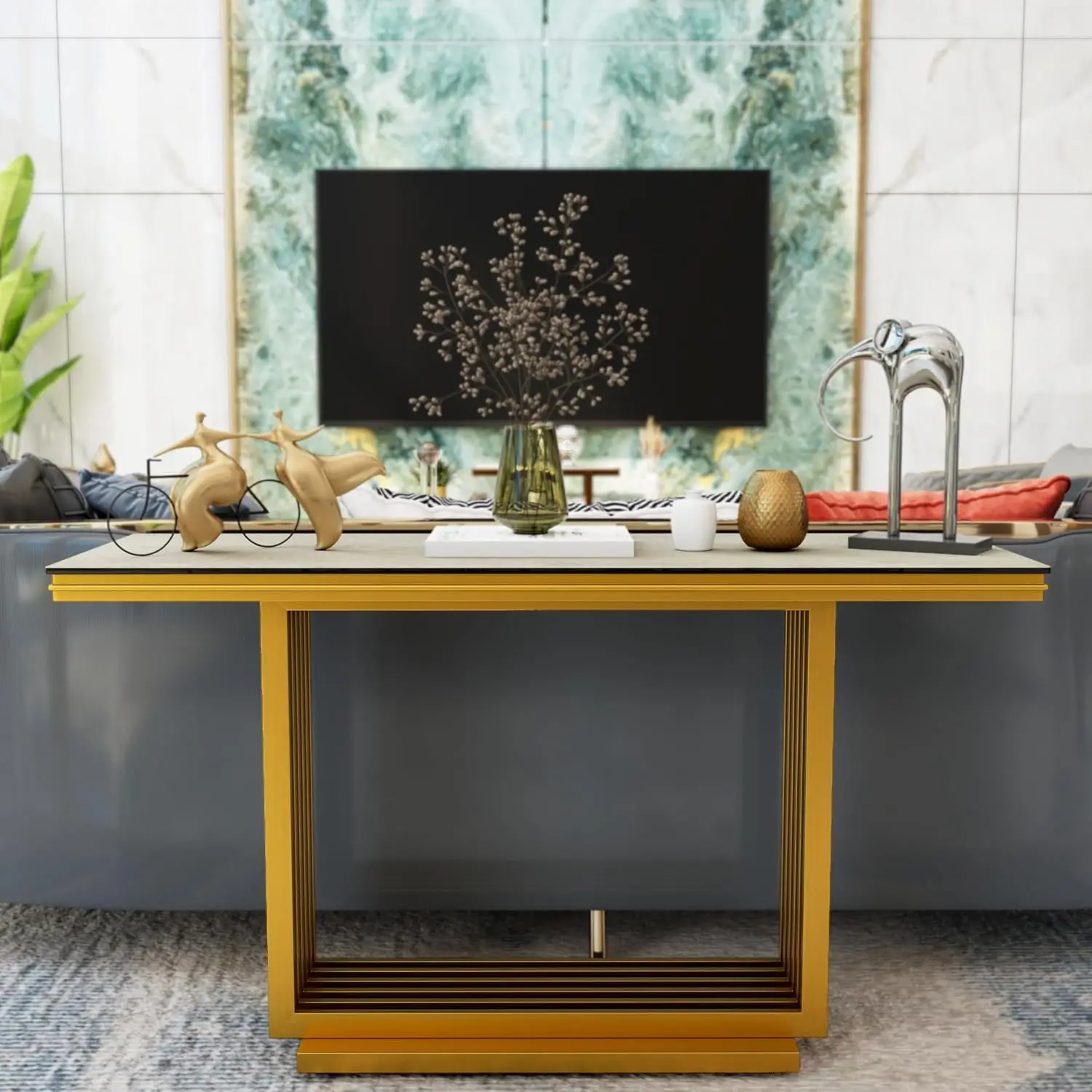 Gold Console Table, 55