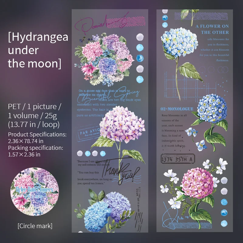 60mm*2m Floral Stickers PET Tapes Collage Journal Stickers DIY Scrapbook Planner Decor Photo Album Aesthetics Stationery Tapes