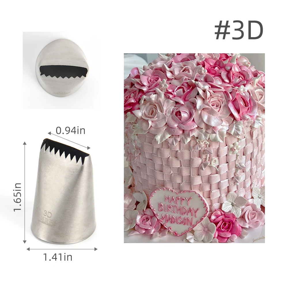 MRF 1PCS Stainless Steel 304 Large Size Cake Decorating Basket Weave Pastry Icing Tips Dessert Sweet Cupcakes Piping Nozzle #3D