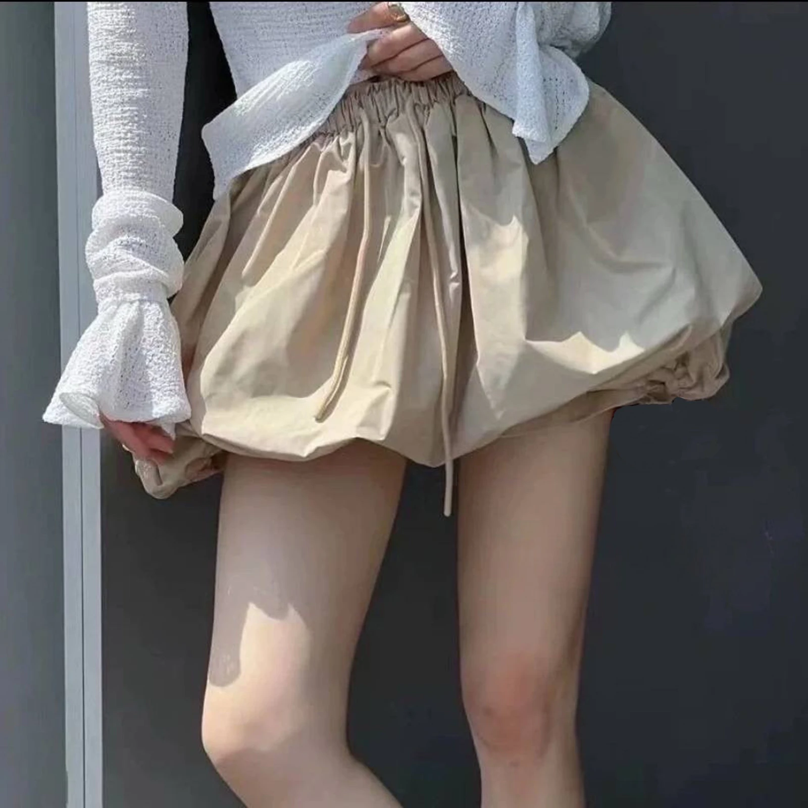 

Women Mini Bubble Skirts Casual Summer Aline Balloon Skirt Y2k Ruffle Aesthetic Clothes Elastic Drawstring Skirt Club Streetwear